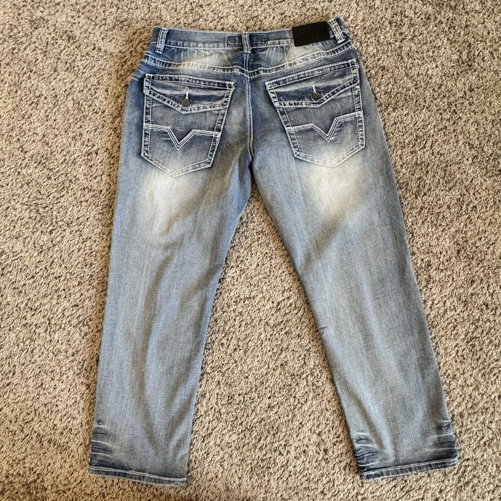 True Luck Men's Jeans 36x30 Medium Wash Straight Leg Stretch Denim